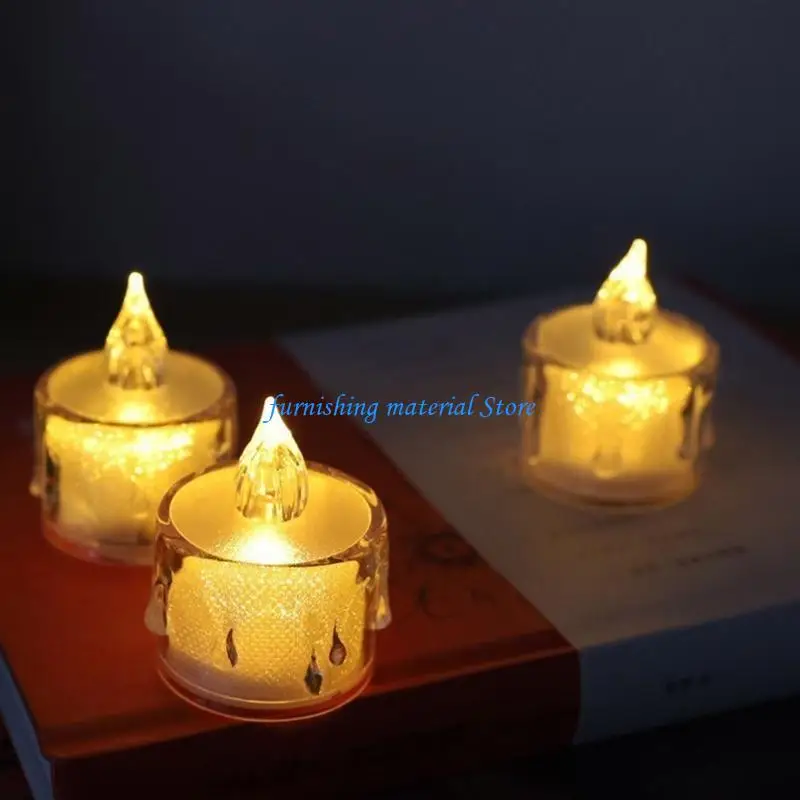 Y5GD الشموع عديمة اللهب شكل دائري شموع إضاءة LED شموع تيلايت رومانسية أضواء ليلية تعمل بالبطارية لتزيين الحفلات #3