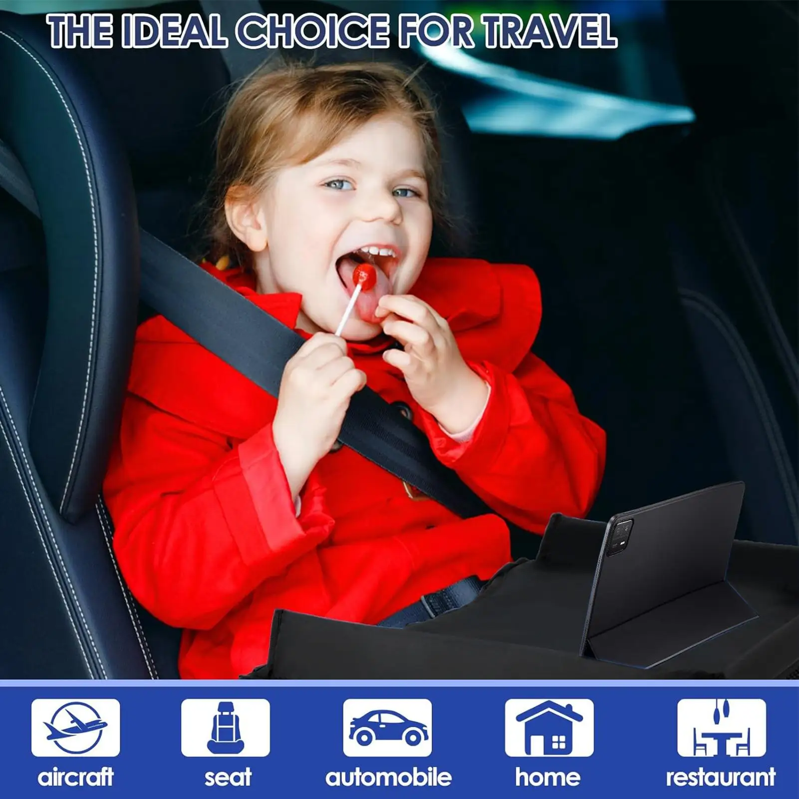 Car Seat Travel Tray Safety Seat Play Table Organizer Storage Snacks Toys Cup Holder Waterproof For Baby Children Kids Stroller - view 3