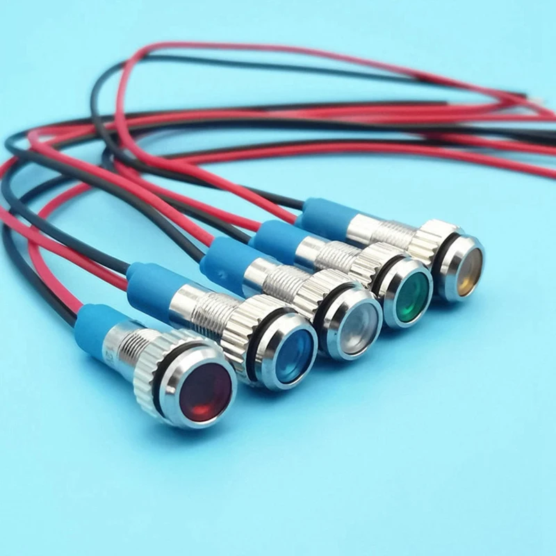 20Pcs 6Mm Metal LED Warning Indicator Light Signal Lamp Pilot Onboard Display Lights With Wire 3V