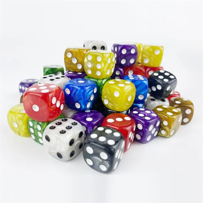 10pcs/set 16mm Pearl Pattern Round D6 Dice 6 Sided Point Dice Funny Game Accessory