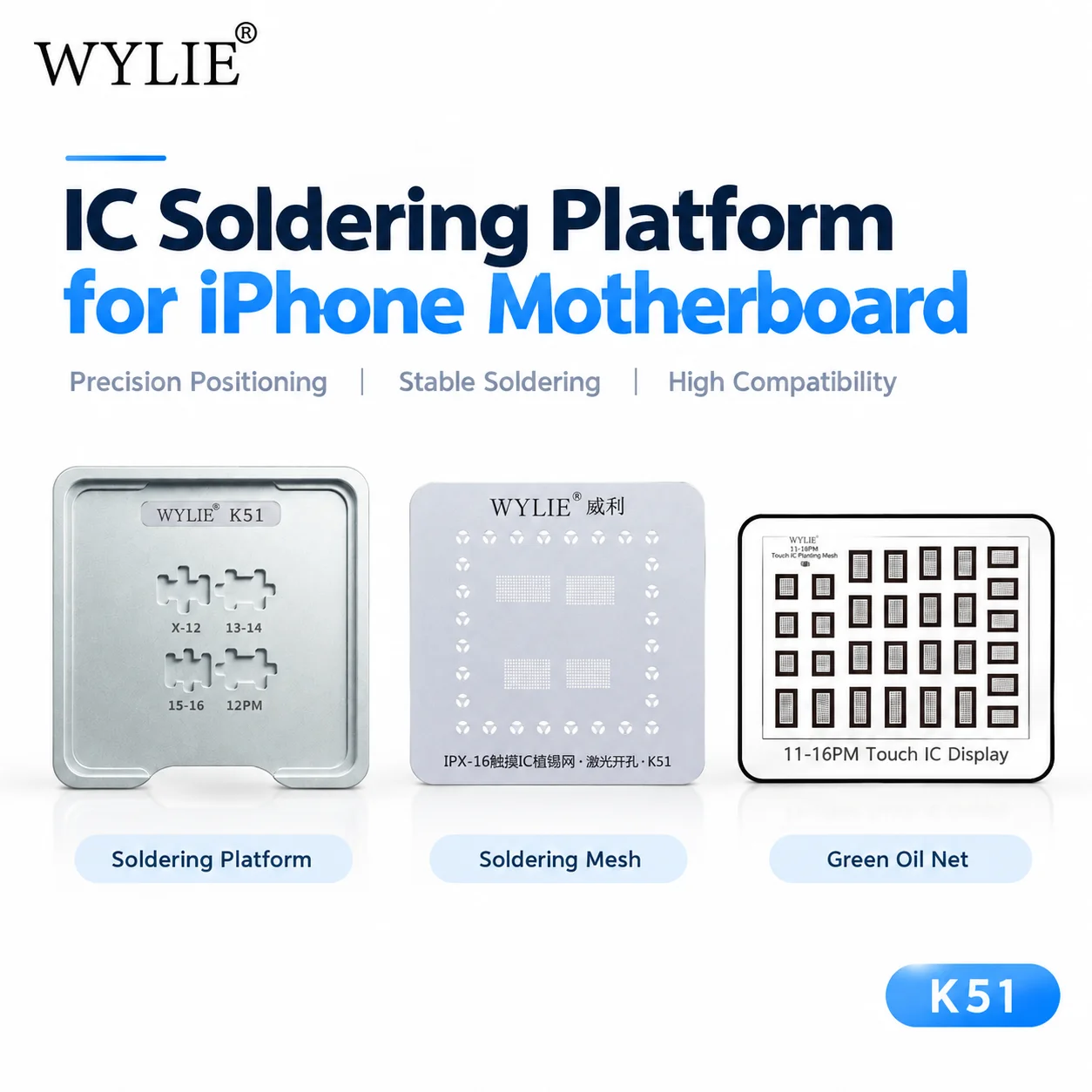 WYLIE K51 Magnetic Soldering Platform for iPhone X-16 Series Screen Touch IC Transplantation Rolling Ball Tin Planting Platform