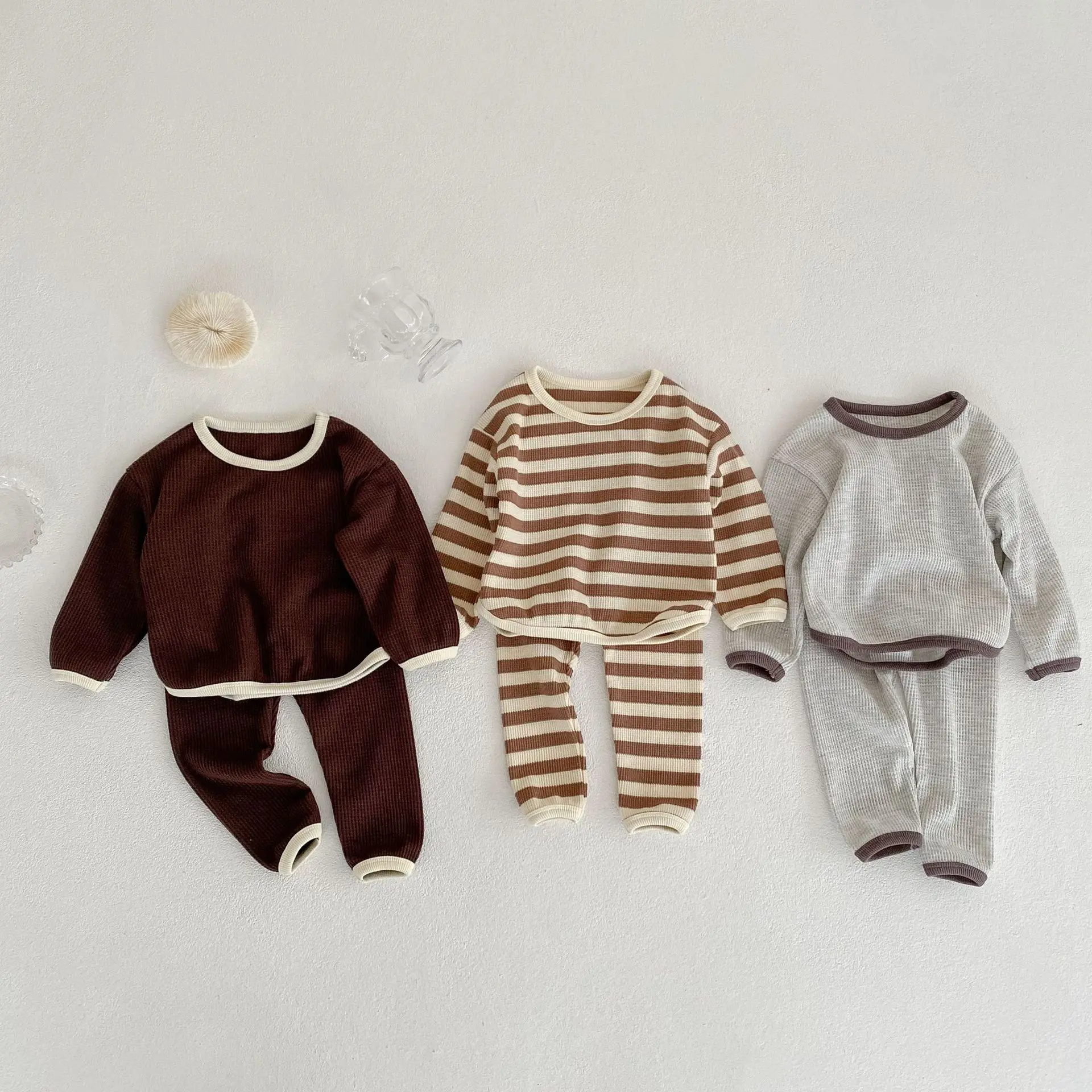 Ensemble de vêtements pour nouveau-né garçon et fille, t-shirt à manches longues, pantalon, costume en coton, 2 pièces, 0-3T