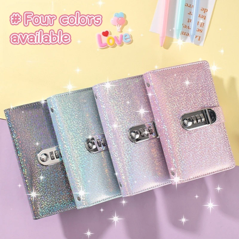 PU Leather 100 Envelopes Challenge Savings Binder Laser Cover With Password Lock Saving Money Notebook Reusable Financial Book