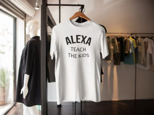 Camiseta con estampado de ALEXA para niños y adultos, camisa de manga corta con estampado de ALEXA, ideal para aprender a estar en casa