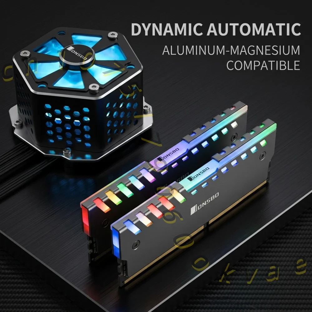 2PC NC-2 RGB RAM Heatsink Aluminum-Magnesium Alloy Memory Cooler 256-Color Automatic Color Change Thermal Pad PC Gaming