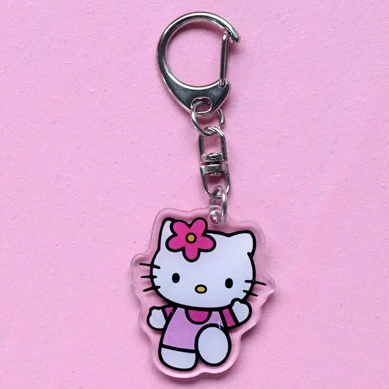 Sanurgente-Porte-clés en acrylique Hello Kitty, figurines d\'anime, pendentif de dessin animé, porte-clés Cosplay, accessoires cadeaux