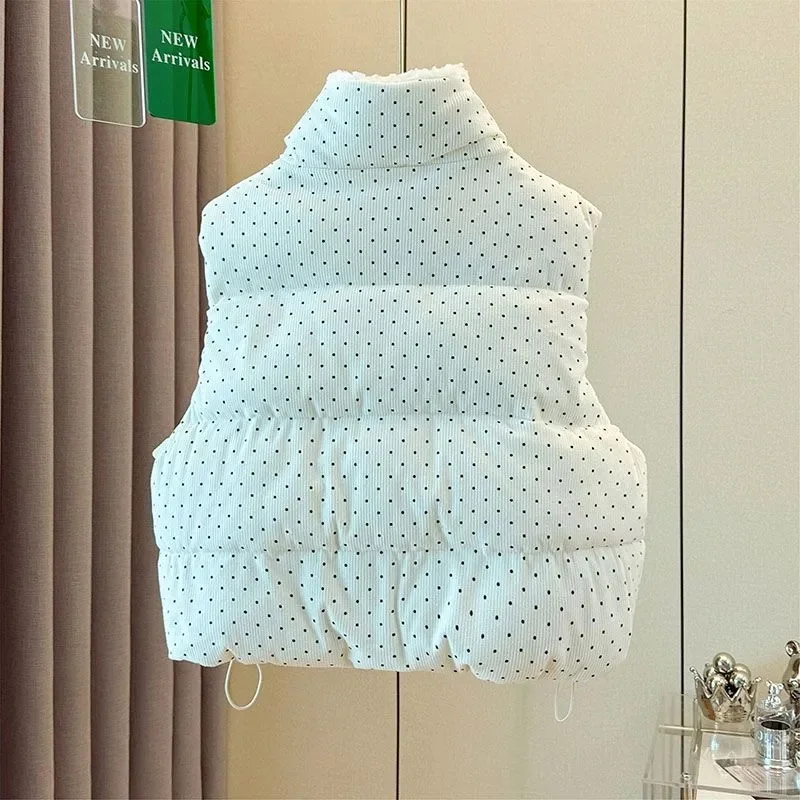 

Новые женские жилеты и куртки: модный, очень красивый, милый жилет в горошек для женщин, осенне-зимний, в студенческом стиле, теплый, толстый, пальто