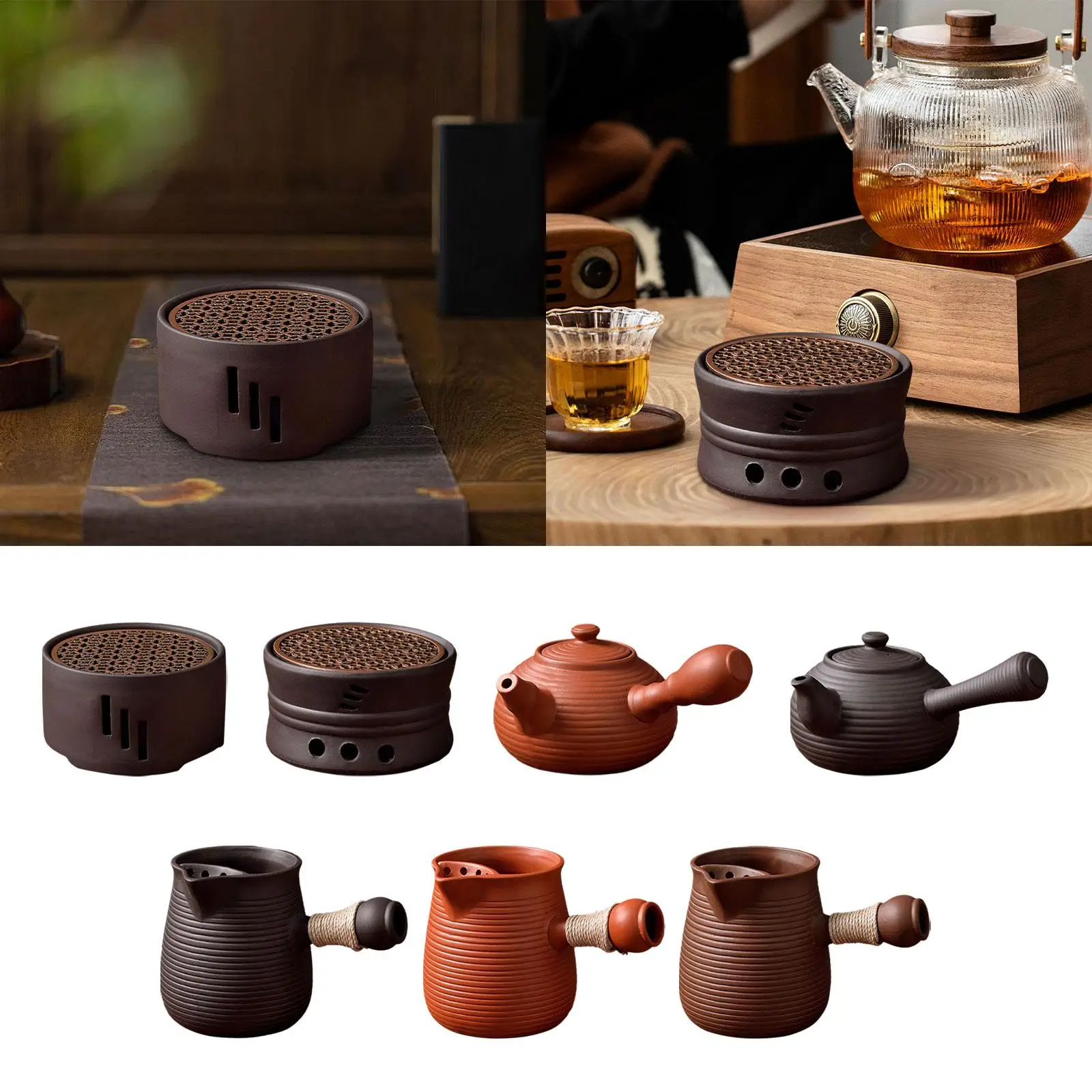 Ceramic Teapot for Boiling Hot Water Loose Leaf Tea Pot with Side Handle Tea Maker Kettle for Hiking Household Picnic