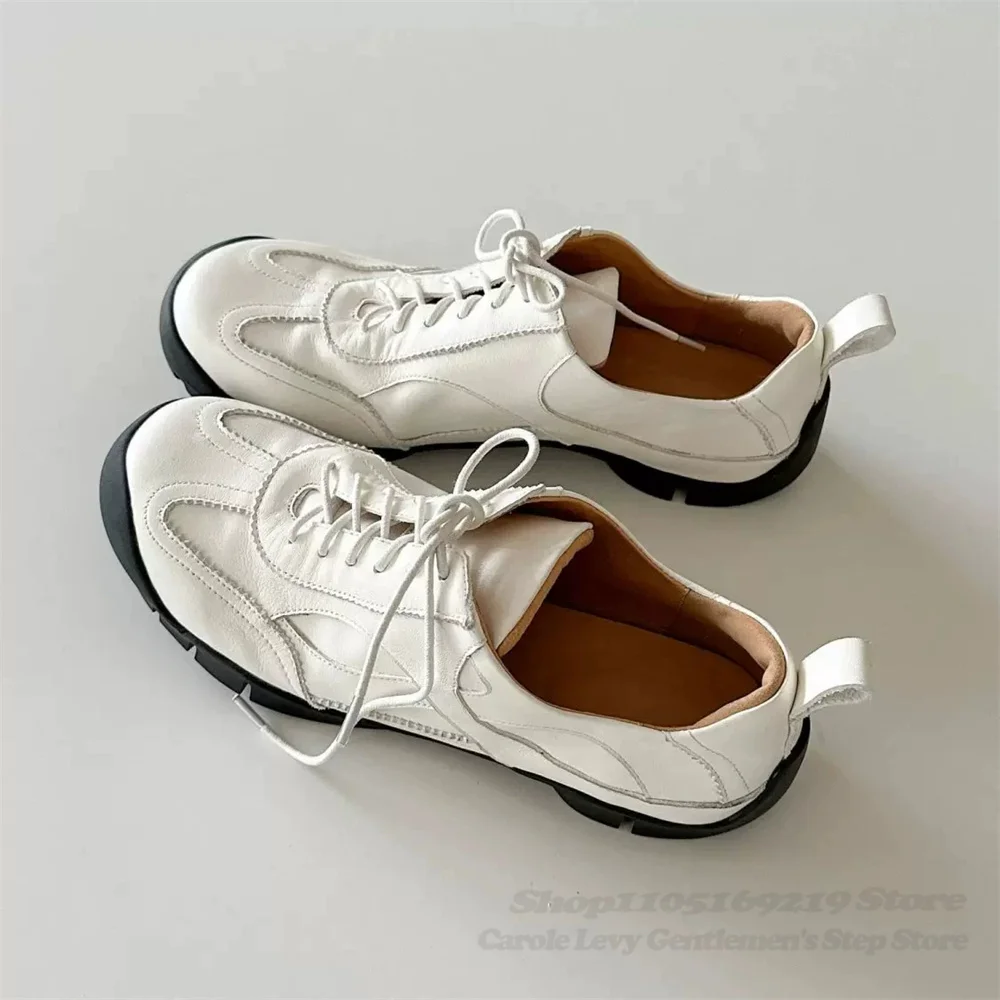 Men Trendy Lace Up Commuting Casual Thin Soled Small Leather Shoes Outdoor Sports British Style Solid Color Comfort Shoes
