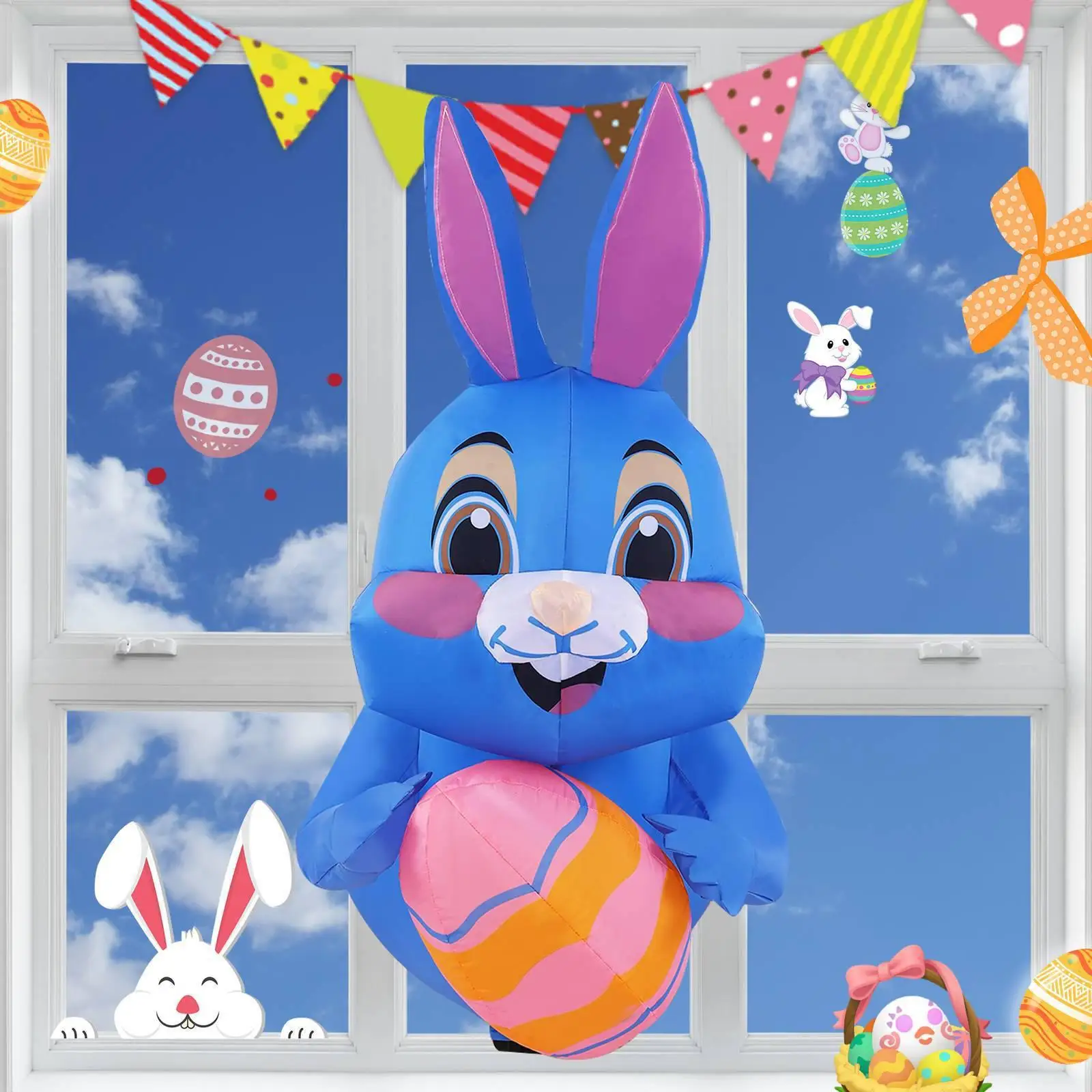 

Easter Inflatable Bunny Photo Props 3.3ft for Indoor and Outdoor Garden Home