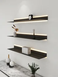 Iron Metal Partition Display Rack with Light Simple Wall Hanging Bookshelf Product Luminous One-Word Shelf Wall Shelf