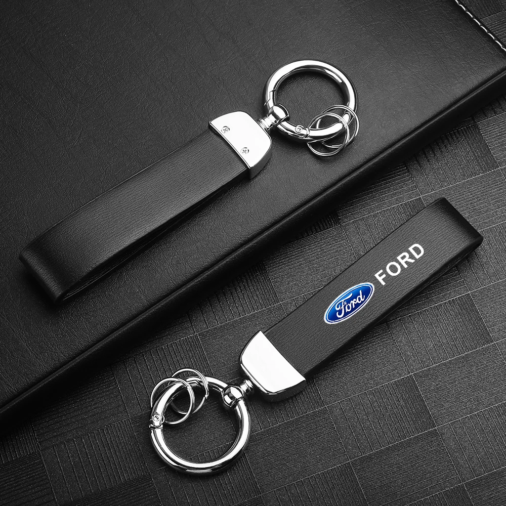 Car Luxury Leather  Logo Keychain Key Rings Key Holder Accessories For Ford Focus Mk2 MK3 MK7 MK4 Fiesta Ranger Mustang Kuga GTD view 4