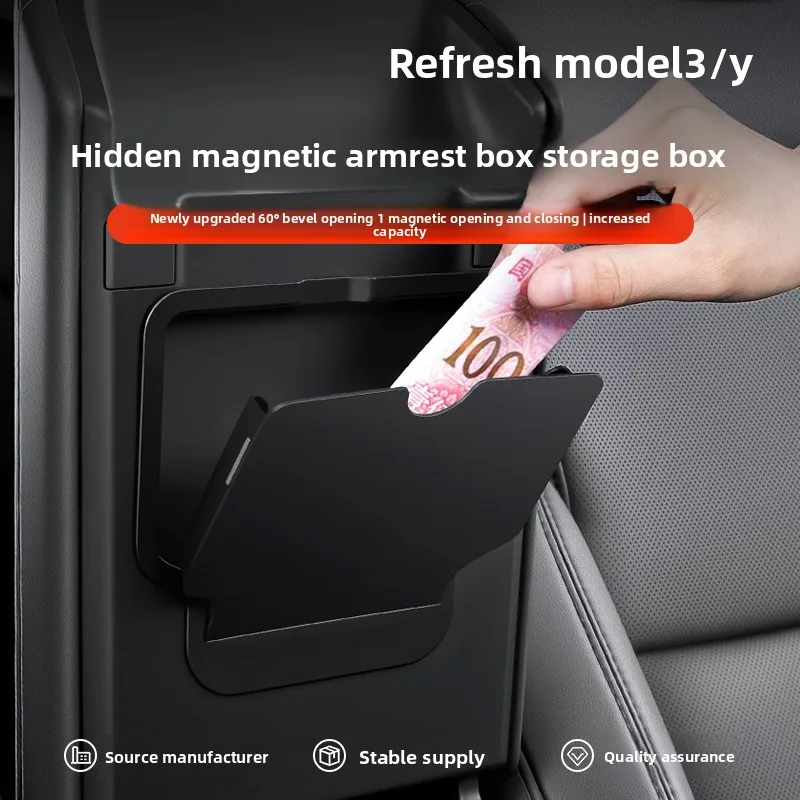Compatible with Tesla Model 3 Highland 2024-2026 Model Y/YL Juniper 2021-2026 Center Armrest Concealed Storage Cup Holder