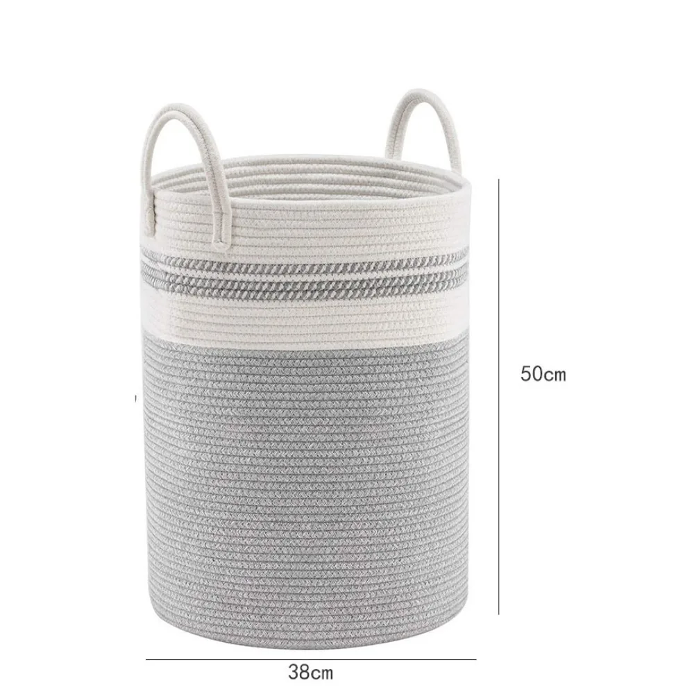 Cotton rope woven basket storage baskets, bamboo baskets, dirty laundry baskets, hand-folded brown miscellaneous folding baskets