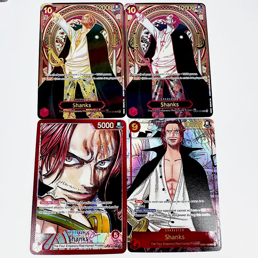 One Piece TCG Shanks Alternate Art Proxy Cards Full Set - Red-Haired Pirates Leader SEC Rare Comic Parallel Foil Collectible CCG