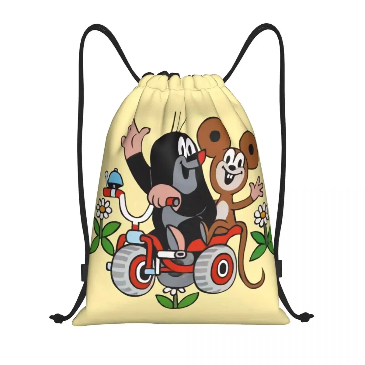 

Custom Cartoon Happy Mole Drawstring Bags Shopping Yoga Backpacks Women Men Cartoon Krtek Little Maulwurf Sports Gym Sackpack