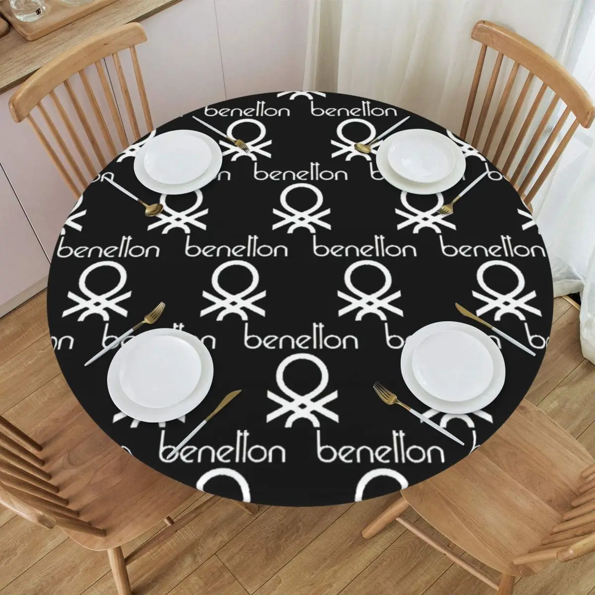 Benetton Formula Team 80s Collection Waterproof Round Tablecloth Oilproof Table Cloth for Kitchen Events Dining Table Cover