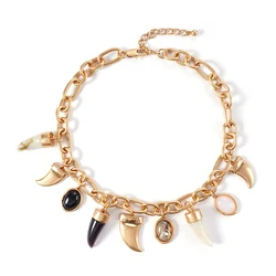 Horn Pendant Necklace Golden Chain Exquisite And Lovely For Women