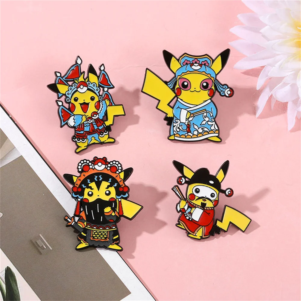 4Pcs Pokemon Pikachu Anime Brooch For Backpacks Enamel Pin Metal Brooch Pin For Women Badges Pin Brooches Jewelry Accessories