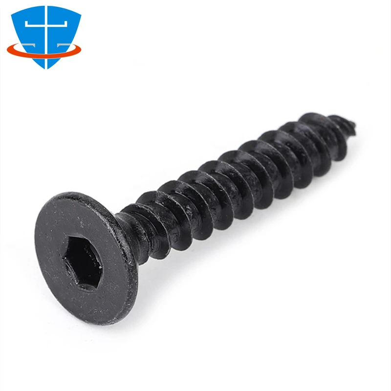 M2 M2.6 M3 M4 M5 M6 Black 8.8 High Hardness Countersunk Head Hex Hexagon Socket Self-Tapping Screws Flat Head Allen Audio Screw