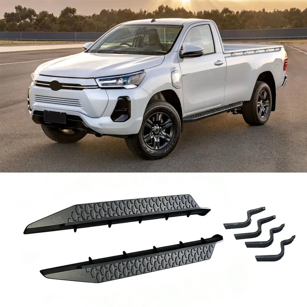 2Pcs Fixed Running Boards Side Steps fits for Toyota Hilux 2026 2027 (1 Door) Textured Anti-Slip Surface Direct Bolt-On