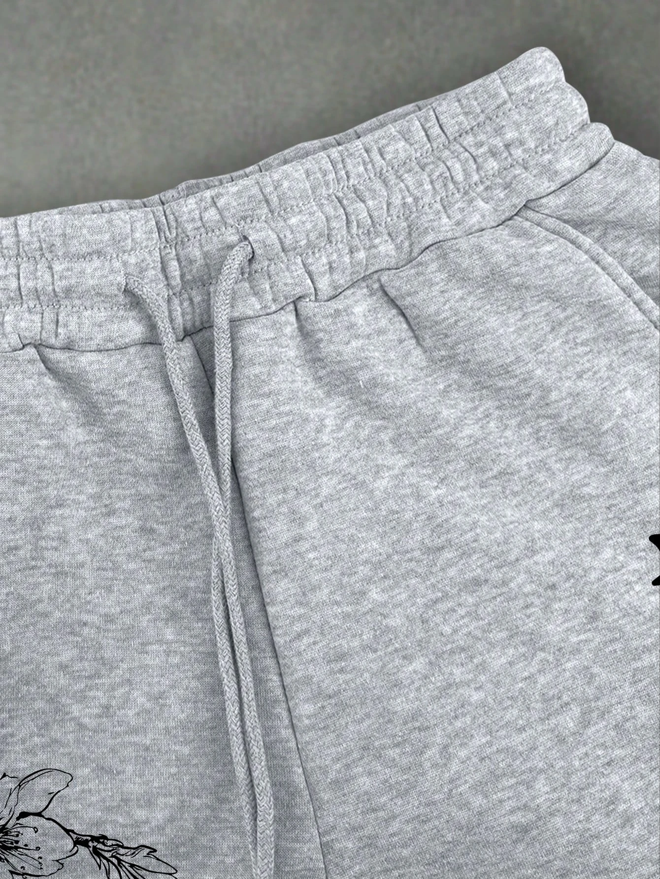 Graue Sommer-Sweatpants für Herren mit Kirschblütenmuster und japanischem Print, Kordelzug, locker geschnitten, Street-Style Y2K – Detail 7