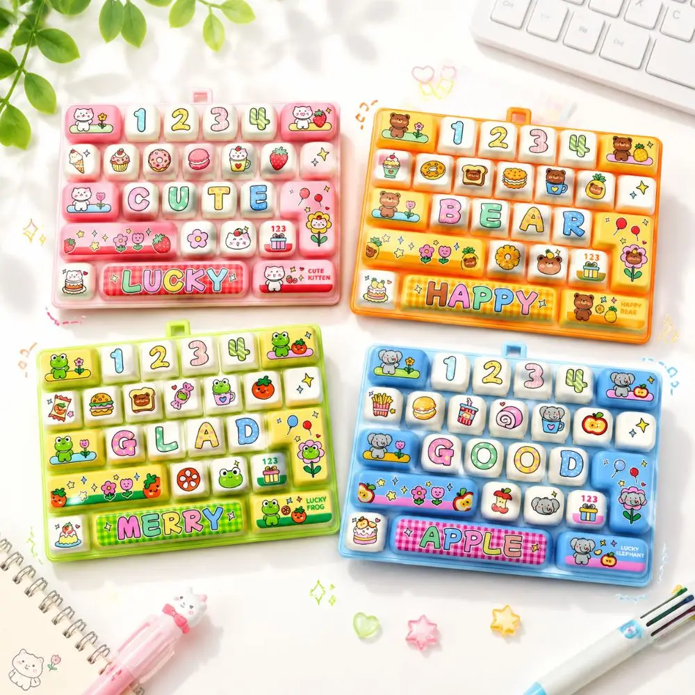 26 Keys Mechanical Keyboard Toy Clear Key Sounds Hangable Stress Relief Fidget Toy Gift Toy Creative Bag Pendant Charm