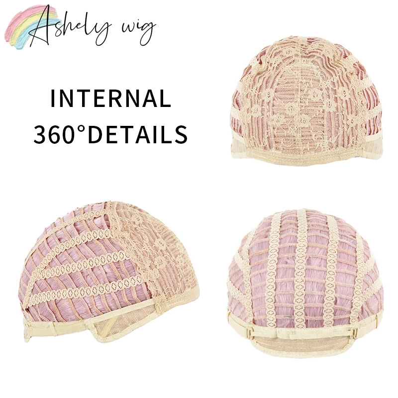 Ashely 핑크 곱슬 가발 (Bangs 포함) 20 인치 물결 모양의 머리 가발 귀여운 합성 가발 고온 섬유 로리타 가발 파스텔 파리크