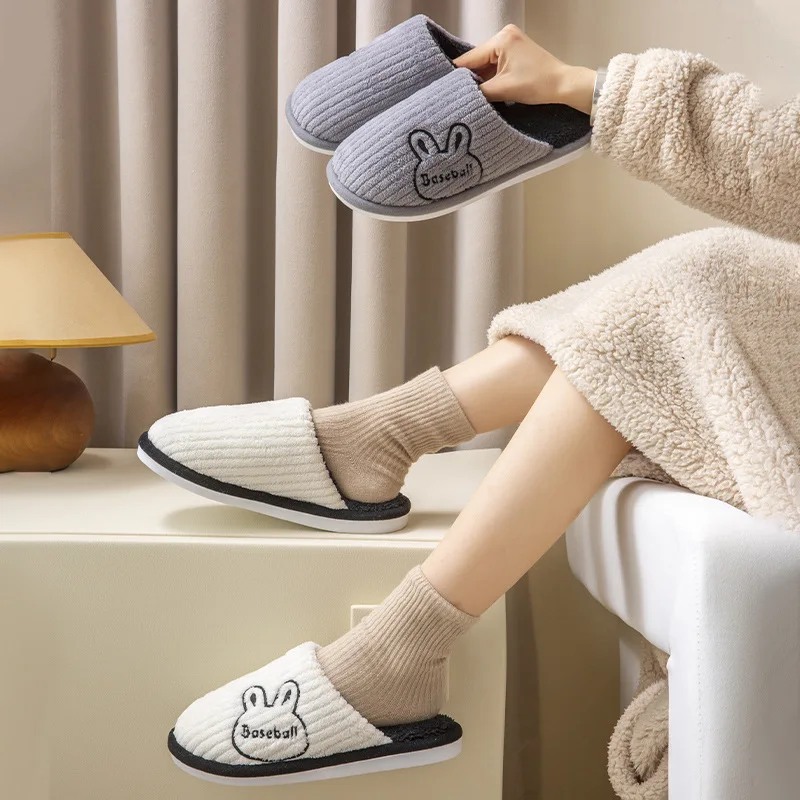 @Thick Sole Home Indoor Outside Men And Women Couples Winter Household Warm Fluffy Slippers High Heels Plush Cotton Shoes man