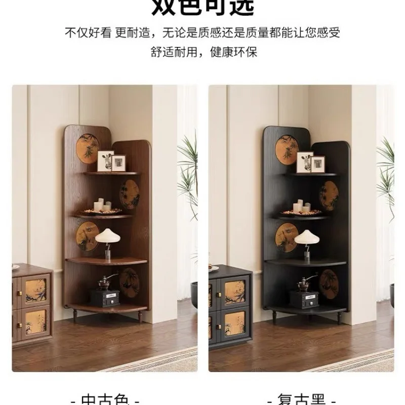 French antique corner cabinet solid wood living room retro corner fragrant cloud yarn triangular shelf corner bedroom storage