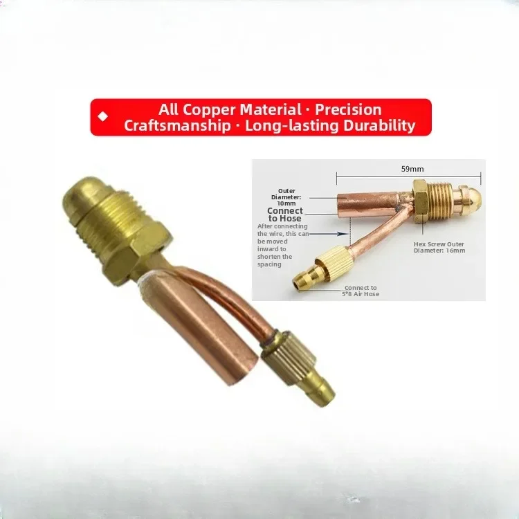 WP 26 Split Upper End Front Connector Copper Welding Torch Fitting with 59mm Length 10mm OD and 58mm Air Tube Compatibility