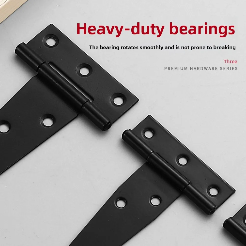3/4/6inch Door Hinges Metal Rustproof T Shaped Door Hinges with Screws Heavy Duty Wrought Hardware