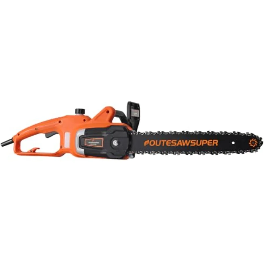 

16-Inch Electric Chain Saw for Wood Cutting and Tree Trimming Side Motor Corded Design with Automatic Chain Refueling Black and