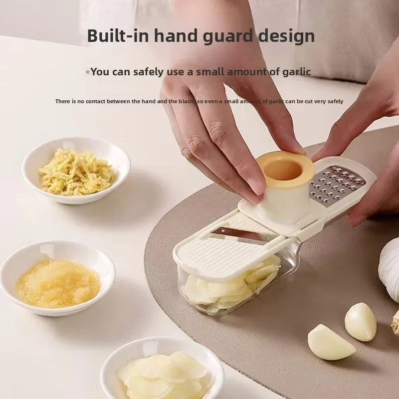 3 in 1 Multifunctional Ginger Garlic Grinder Home Kitchen Slicer All Grinder with Hand Guard Grinding Slicing Tool