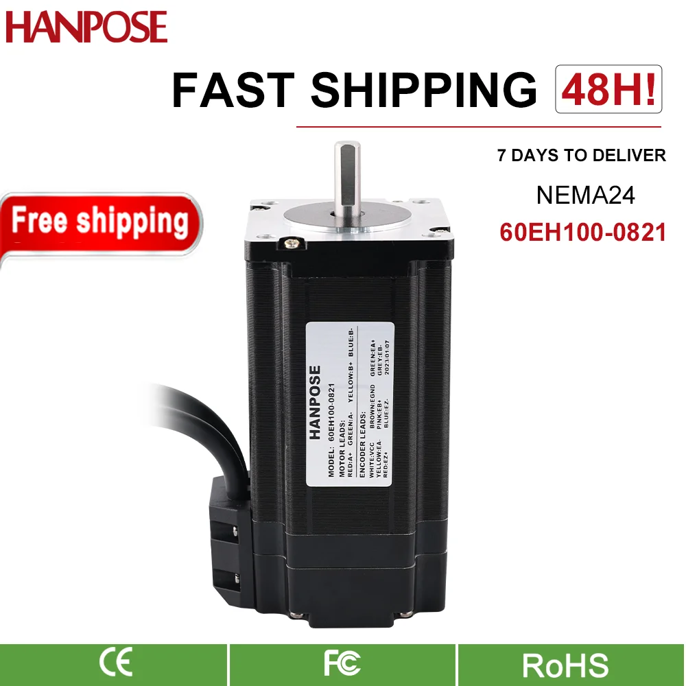 

Шаговый серводвигатель NEMA24 60EH100 + CL57-BK CNCStepper Драйвер 4.0A 2.8N.m Комплект гибридного контроллера двигателя Шаговый двигатель с замкнутым контуром
