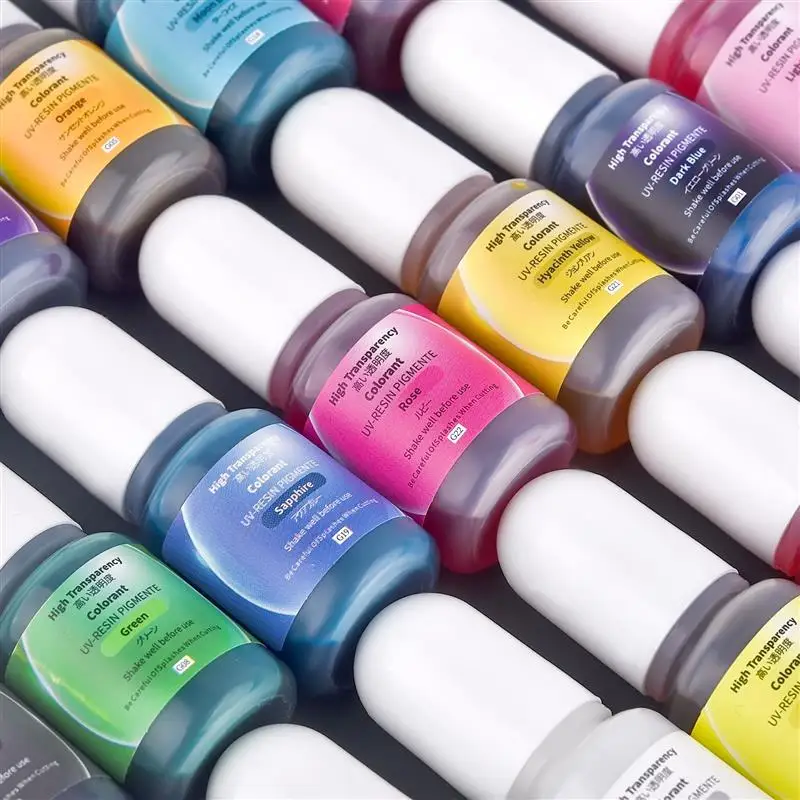 24 Colors Luminous Epoxy UV Resin Pigment Alcohol Ink Set Glowing in Dark Liquid Colorant Fluorescent Dye for DIY Jewelry Making