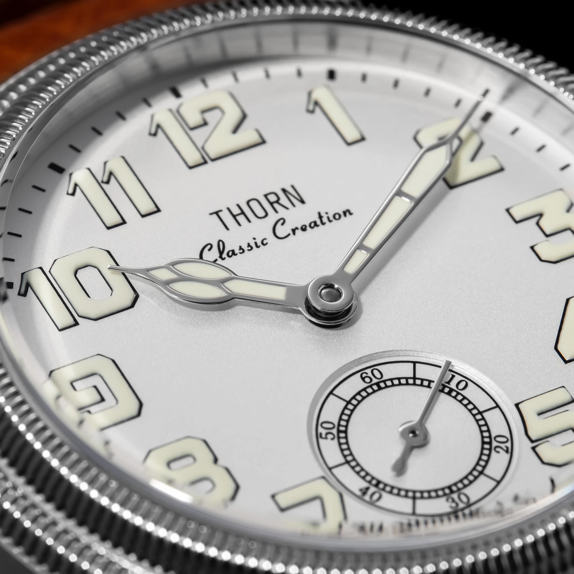 【T013】THORN Uhr 36 mm Durchmesser Vintage Fliegeruhr ST1700 Handaufzug Mechanische Uhrwerkuhr Schweizer Leuchtkraft – Detail 21