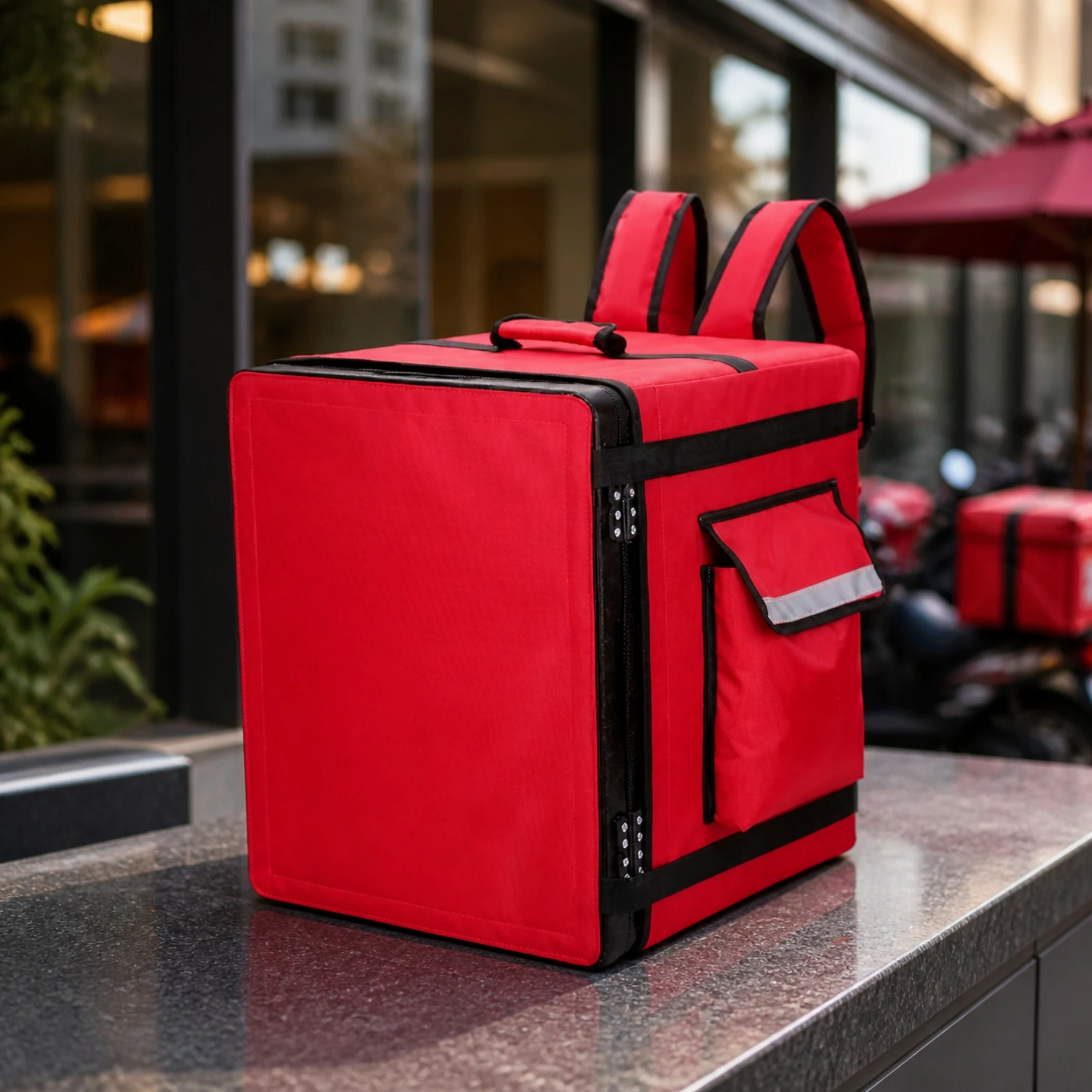 Food Delivery Backpack Rigid Delivery Box with Shoulder Straps Takeaway Backpack Large Capacity for Couriers