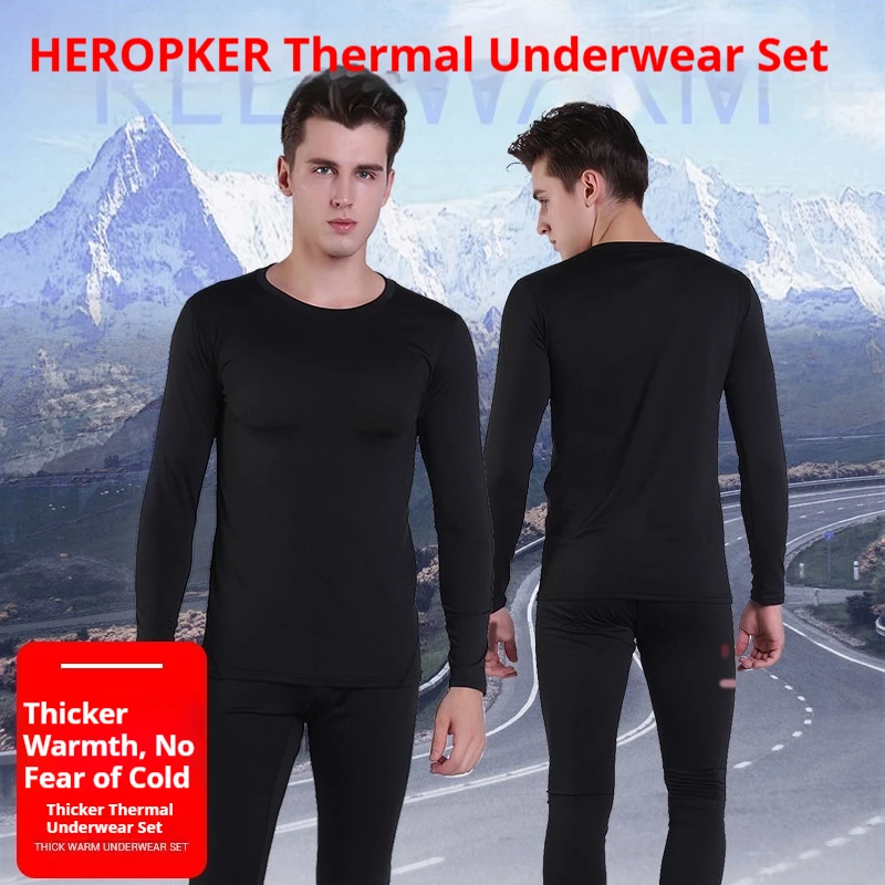 

Мужской комплект термобелья HEROBIKER, теплый облегающий базовый слой с круглым вырезом для зимы, мотоцикла, катания на лыжах, мужские кальсоны, топ
