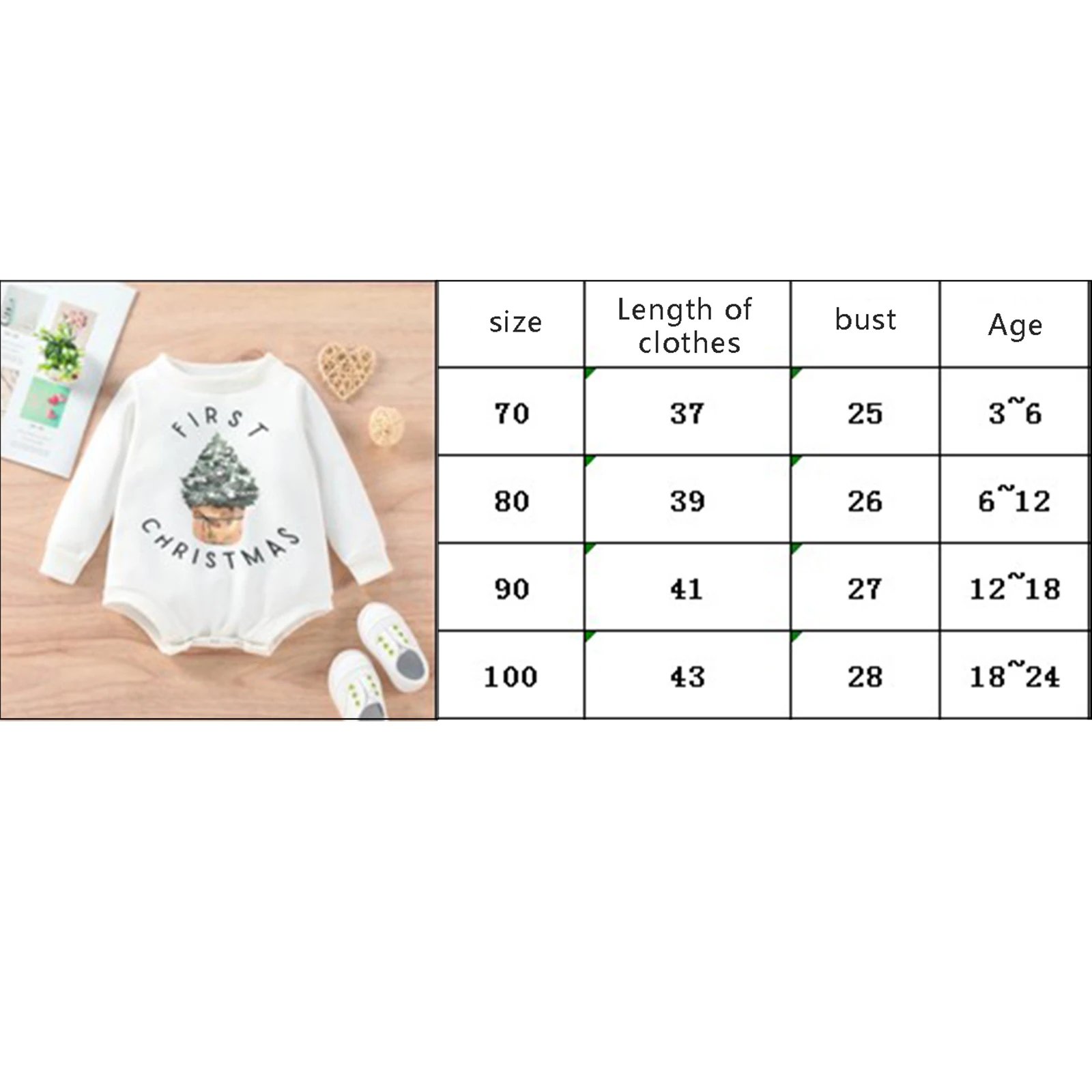 Christmas Intants Baby Long Sleeve Sweatshirt Romper Cute Fall Winter Baby Santa Bodysuit Newborn Outfits Clothes