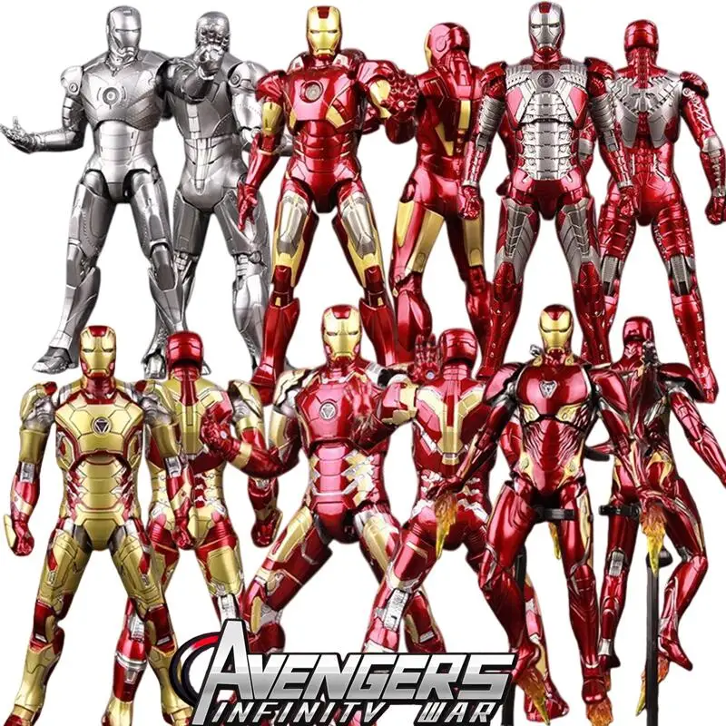 ZD Iron Man Mark Series Action Figure Avengers MK2 MK5 MK42 MK50 MK85 Tony Stark Marvel Movable Model Collectible Desk Decor Gif