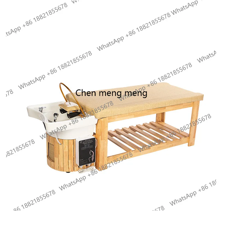 F182 Thai solid wood hairdresser hair salon head treatment bed ceramic barber shop integrated shampoo bed