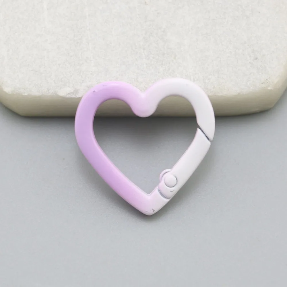 

10pcs Colorful Heart Shaped Carabiner Hook Rings Ornament Single Loop Keyrings Connecting Buckles Pendant Metal