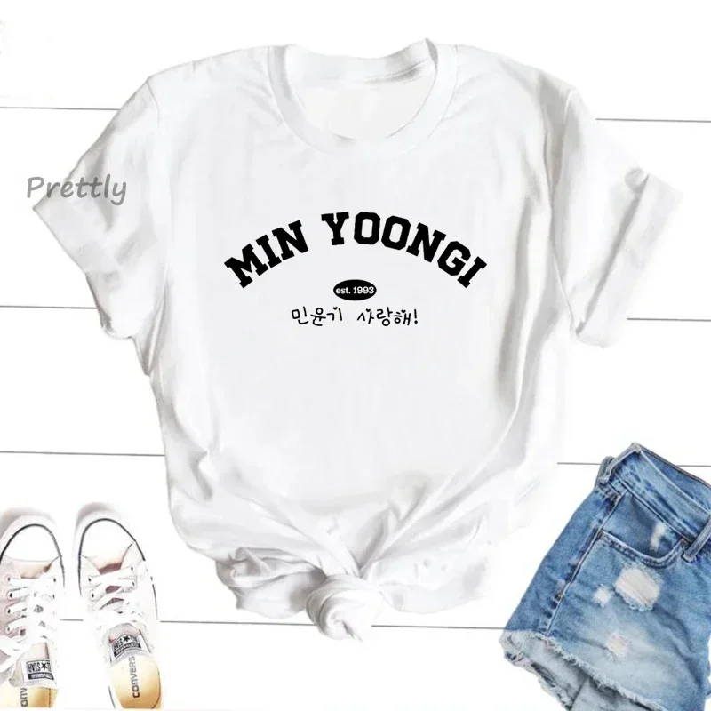 Suga Agust D Min Yoongi T Shirt K-Pop Fan Bangtan Graphic Printed Fashion Harajuku 2024 Clothes Causal Female Y2K Tops Tee