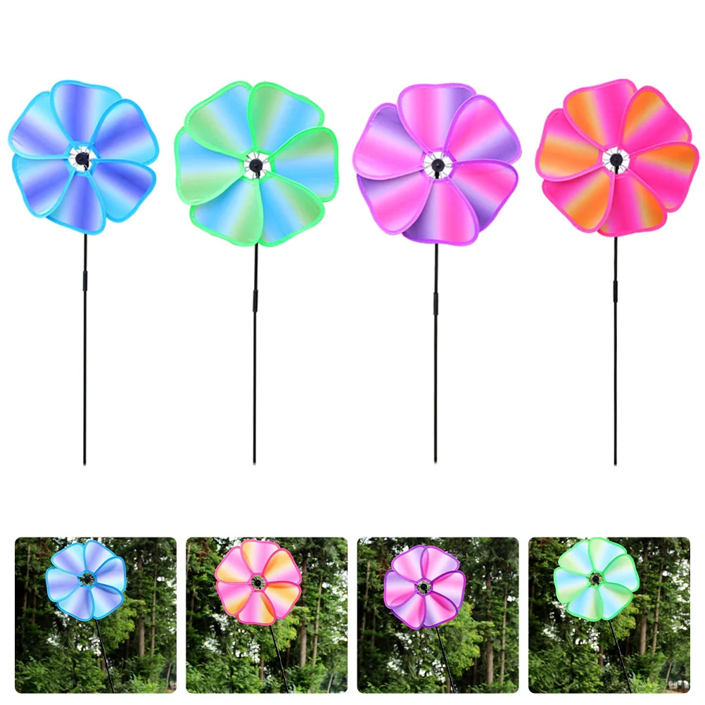 4-delig enkellaags effen kleur windmolen kinderen kleurrijk pinwheel plastic winnower kind