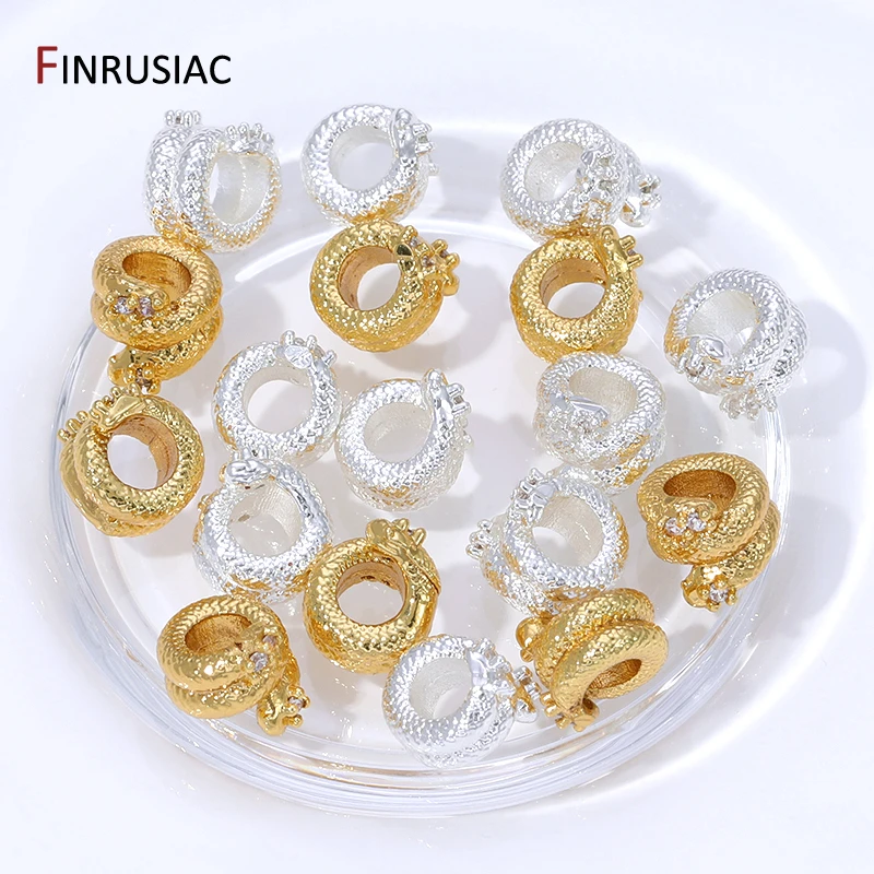 18K Gold Plated Brass Snake Shaped Spacer Beads,Bead Separators For DIY Bracelet Necklace Jewelry Making Supplies Findings - view 5