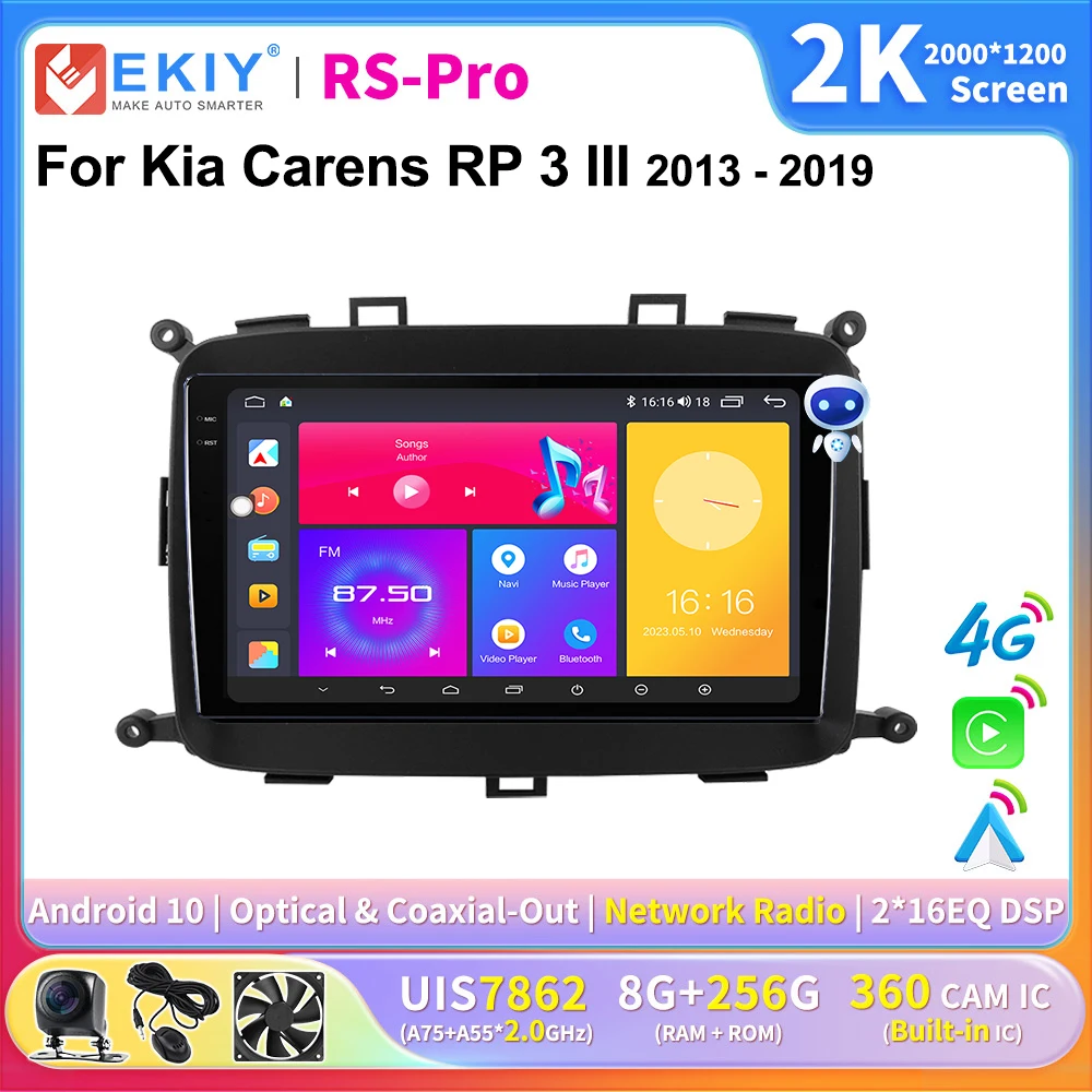 

EKIY 2K Screen CarPlay Radio For Kia Carens RP 3 III 2013 -2019 Android Auto 4G Car Multimedia Player Stereo GPS Navi Ai Voice