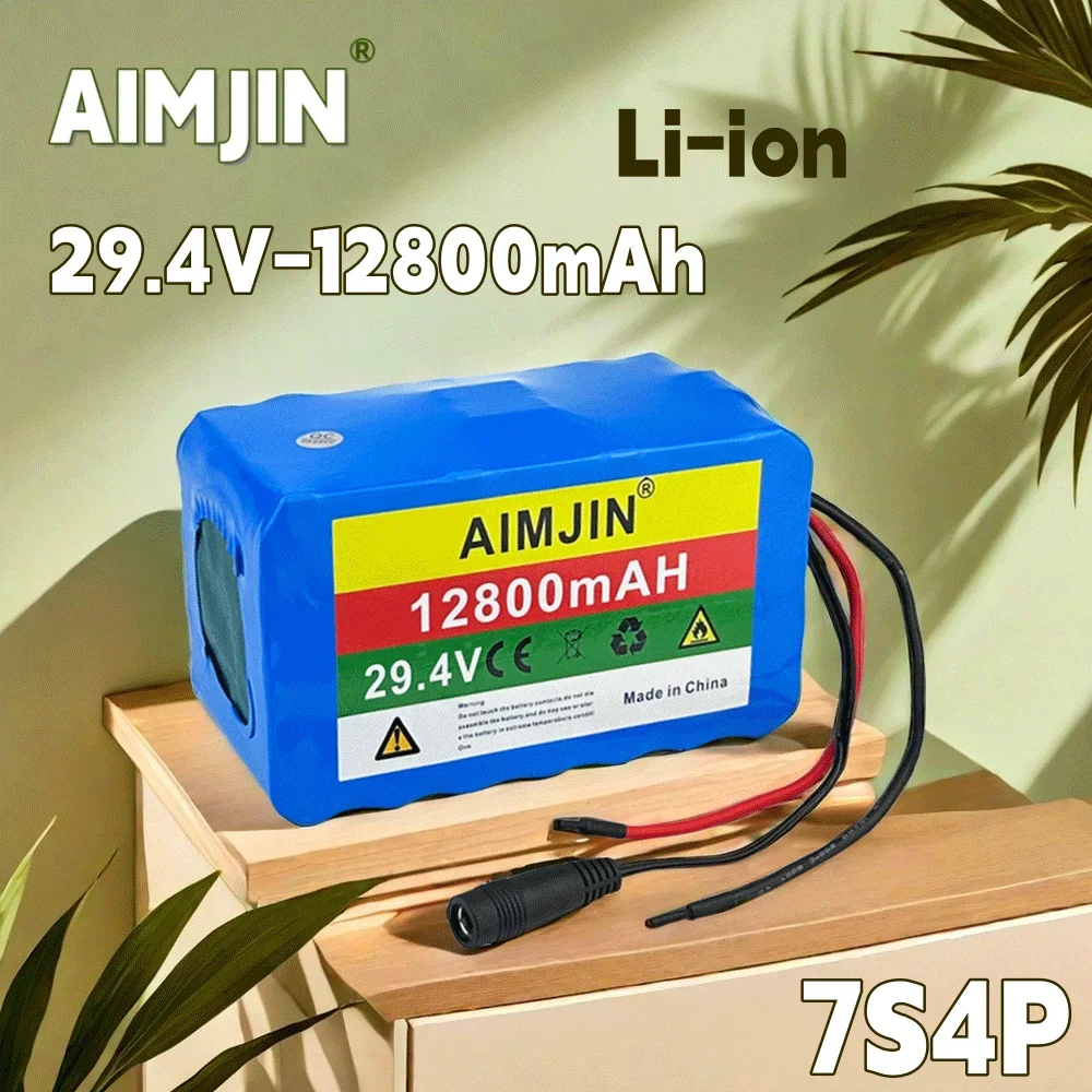 7S4P Battery Pack Original 29.4V 12800mah 18650 Lithium Ion Rechargeable for 24V scooter Bicycle / with BMS