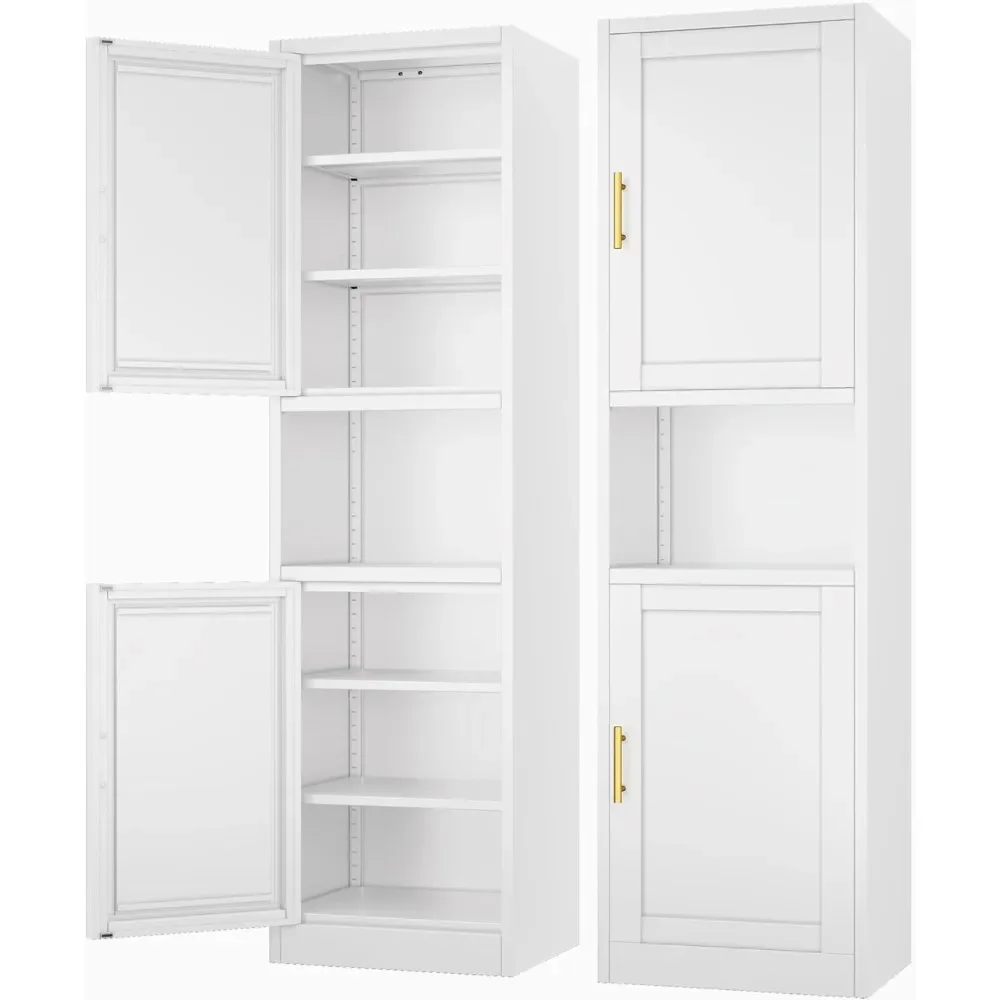 

Tall Narrow Storage Cabinet 66.93" H Tall Bathroom Cabinets Metal Pantry Cabinet, 4 Adjustable Shelves for Kitchen, Home Office,