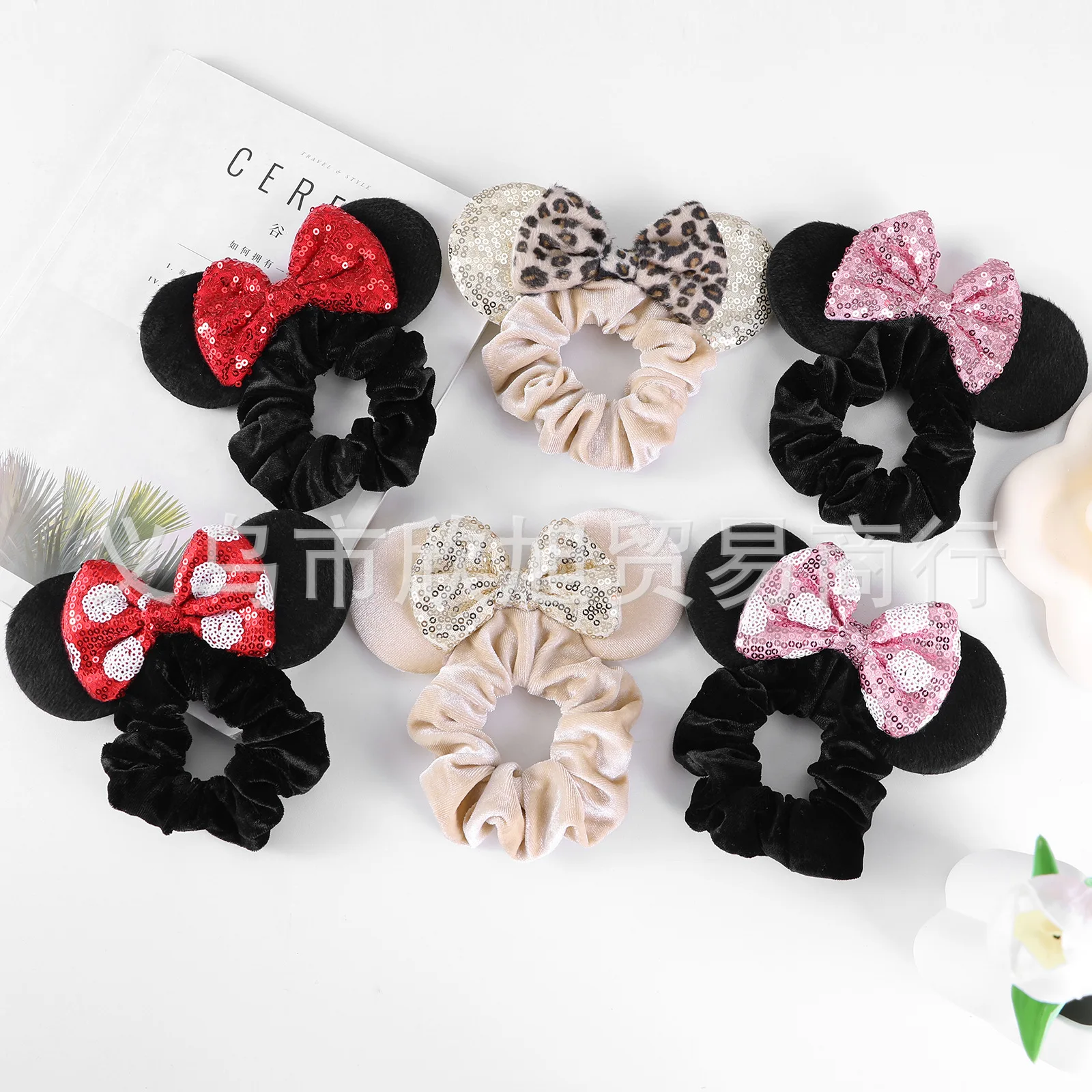 

Kawaii Disney Mickey Mouse Bow-Shaped Hair Tie Cute Kids' Theme Party Hair Accessory Holiday Gift